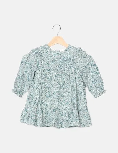 Zara Vestido azul estampado floral