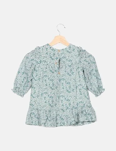 Zara Vestido azul estampado floral