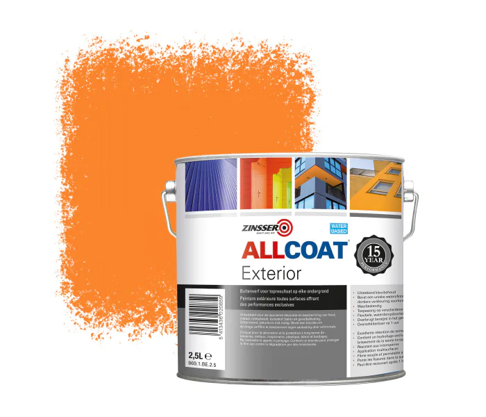 ZINSSER ALLCOAT PINTURA EXTERIOR PARA PAREDES RAL 2003 NARANJA PáLIDO  2,5 LITRO